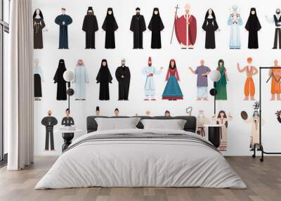 Set of religion people wearing specific uniform. religious figure Wall mural