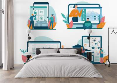 Smart home online service or platform set. Idea of wireless technology Wall mural