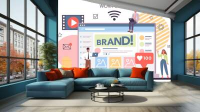 Social media online service or platform. Internet communication Wall mural