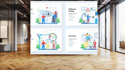 Software testing web banner or landing page set. Application or website Wall mural