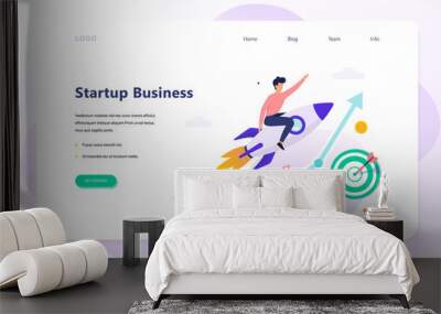 Startup concept web banner. Successful strategy idea. Wall mural