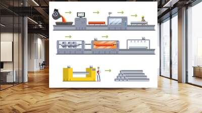 Steel or metal production process. Metallurgy industry Wall mural