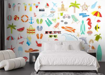 Summer stuff set. Isolated items on white background. Wall mural