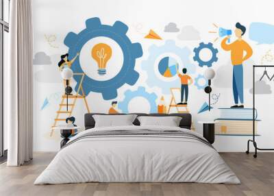 system building illustration. Wall mural