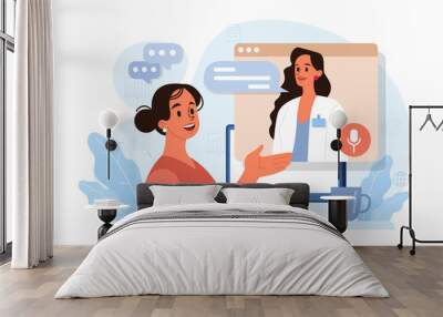 Telemedicine. Online consultation with a doctor. Remote medical Wall mural