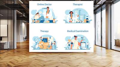 Therapist concept set. Healthcare, modern medicine treatment Wall mural