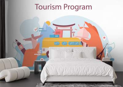 Tourism program. Agent creating travel tour and consulting Wall mural