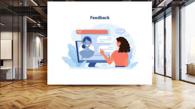 User Experience set. Personalisation with tailored content, woman receiving feedback online, man navigating user interface. Interaction, optimization, efficiency. Flat vector illustration Wall mural