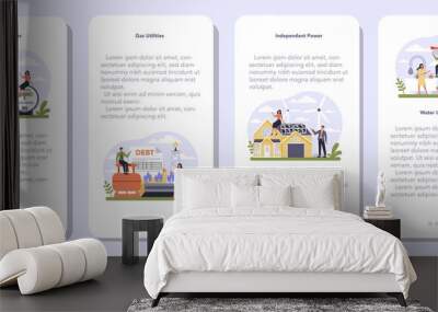 Utilities sector of the economy mobile application banner set Wall mural