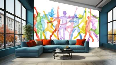 Watercolor dance set on white background. Dance poses. Healthy lifestyle, getting energy. Wall mural