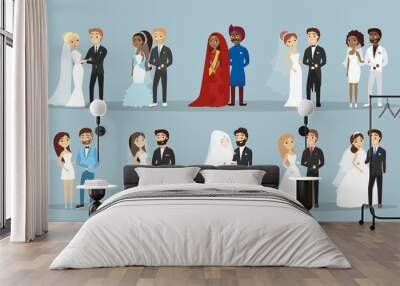 Wedding couple set. Wall mural