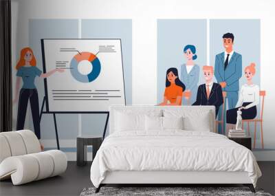 woman making business presentation in front of group Wall mural