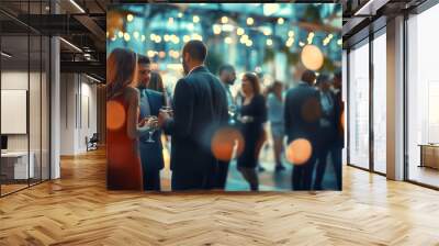 Blurred shot of business people at party in office center Wall mural