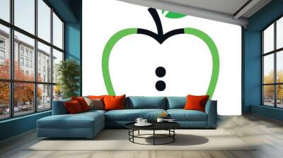 green apple icon, transparent background Wall mural