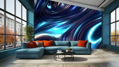 metallic holographic liquid dark backgrounds, future tech, brutalism background Wall mural