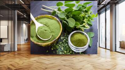 fresh moringa powder, healthy supplements Wall mural