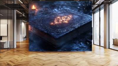 An Ancient Book with Glowing Symbol on Its Cover Wall mural