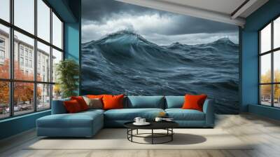 Dark, Stormy Ocean with Large Waves Wall mural