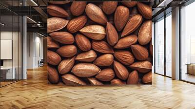 Realistic photo of a bunch of almonds. top view nuts scenery Wall mural