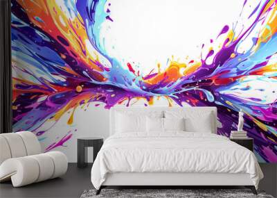 Colorful Splash of Liquid on White Background with Dynamic and Vibrant Design Wall mural