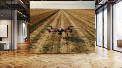 Drone Monitoring Vast Farmlands from Bird s Eye Perspective Wall mural