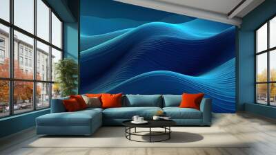 Abstract blue waves windows 11 Wall mural