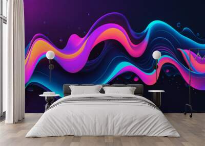 abstract fluid shapes with neon lighting Wall mural