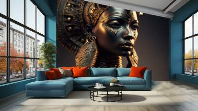 Portrait of a egyptian woman with gold mask Wall mural