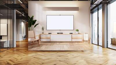 Cabinet wooden design on modern room japanese.3D rendering Wall mural