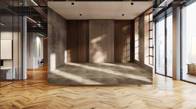 Cleaning empty room interior japandi wabi sabi style.3D rendering Wall mural