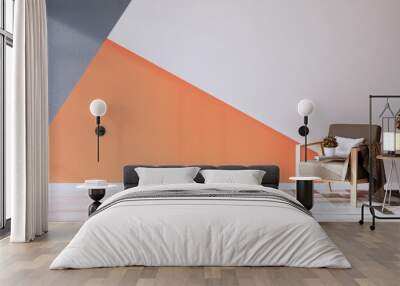 Orange and grey wall on living room two tone colorful design.3D rendering Wall mural