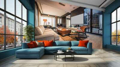 Interior of a living room in a luxury penthouse apartment Wall mural