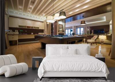 Interior of a luxury living room with pool table Wall mural