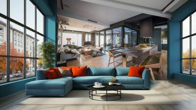 Interior of a open plan living room in a luxury penthouse apartment Wall mural