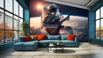 astronaut in space playing guitar made with generative ai Wall mural