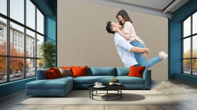 couple in love having fun and hugging Wall mural