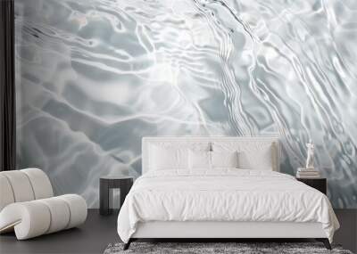 Abstract summer banner background Transparent beige clear water surface texture with ripples and splashes. Water waves in sunlight, top view. Cosmetics present moisturizer micellar toner emulsion Wall mural