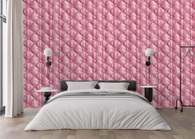 Seamless background in bright pink leather texture with button fastening. 단추가 박혀있는 밝은 핑크색 가죽 텍스쳐의 이음새 없는 배경지 Wall mural