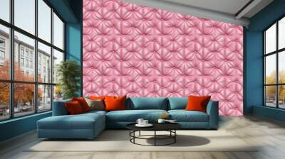 Seamless background in bright pink leather texture with button fastening. 단추가 박혀있는 밝은 핑크색 가죽 텍스쳐의 이음새 없는 배경지 Wall mural