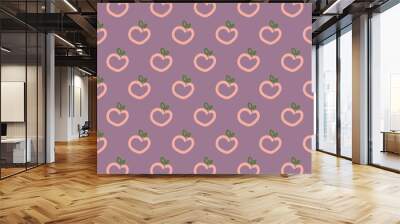 Seamless peach icon pattern. 이음새가없는 복숭아 아이콘 패턴 Wall mural