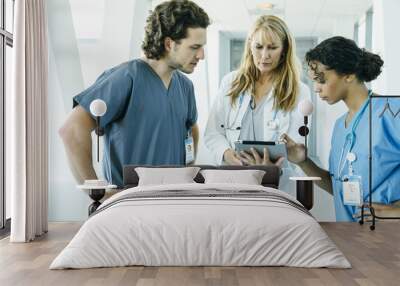 group of medical professionals, doctor, nurses, in hospital Wall mural