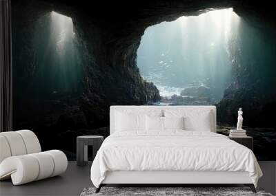 Beautiful scene of mysterious sea cave Wall mural