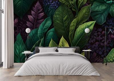 green leaves botanical colorful background organic ecology nature tropical Wall mural