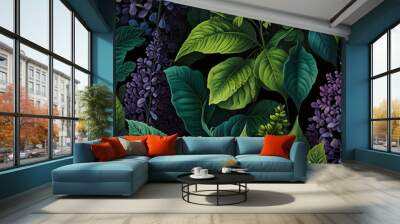 green leaves botanical colorful background organic ecology nature tropical Wall mural