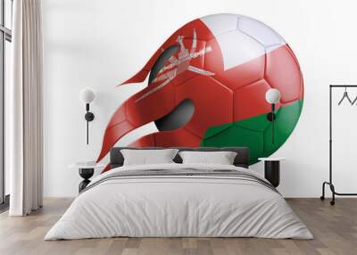 Flying Soccer Ball with Oman Flag Wall mural