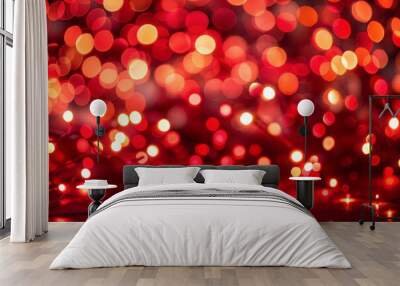 Close-up of blurry red lights creating festive mood Wall mural