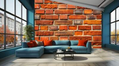 Close-up of red brick wall with textured surface and patterns Wall mural