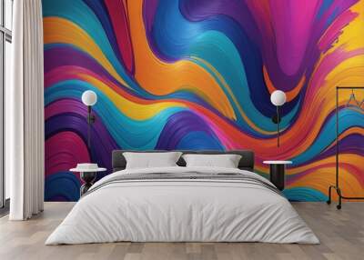 Dynamic abstract colorful swirls and waves digital art Wall mural