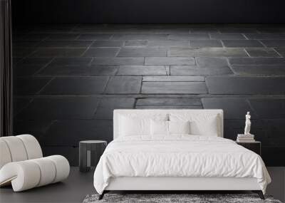 Texture dark grey slate floor Wall mural