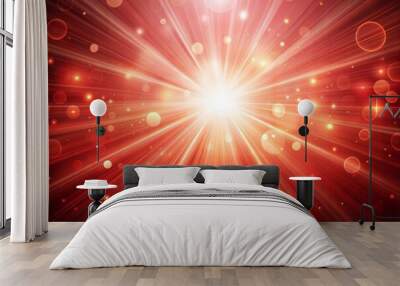 Vibrant red light burst with bokeh effects festive background Wall mural